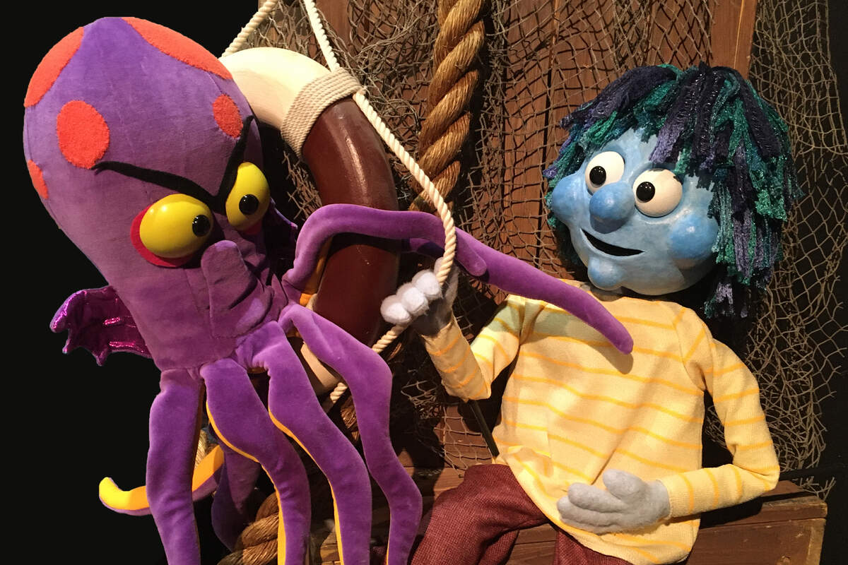 Puppets designed by Mike Horner for the Coterie and Mesner Puppet Theater production of “How to Snag a Sea Monster.”