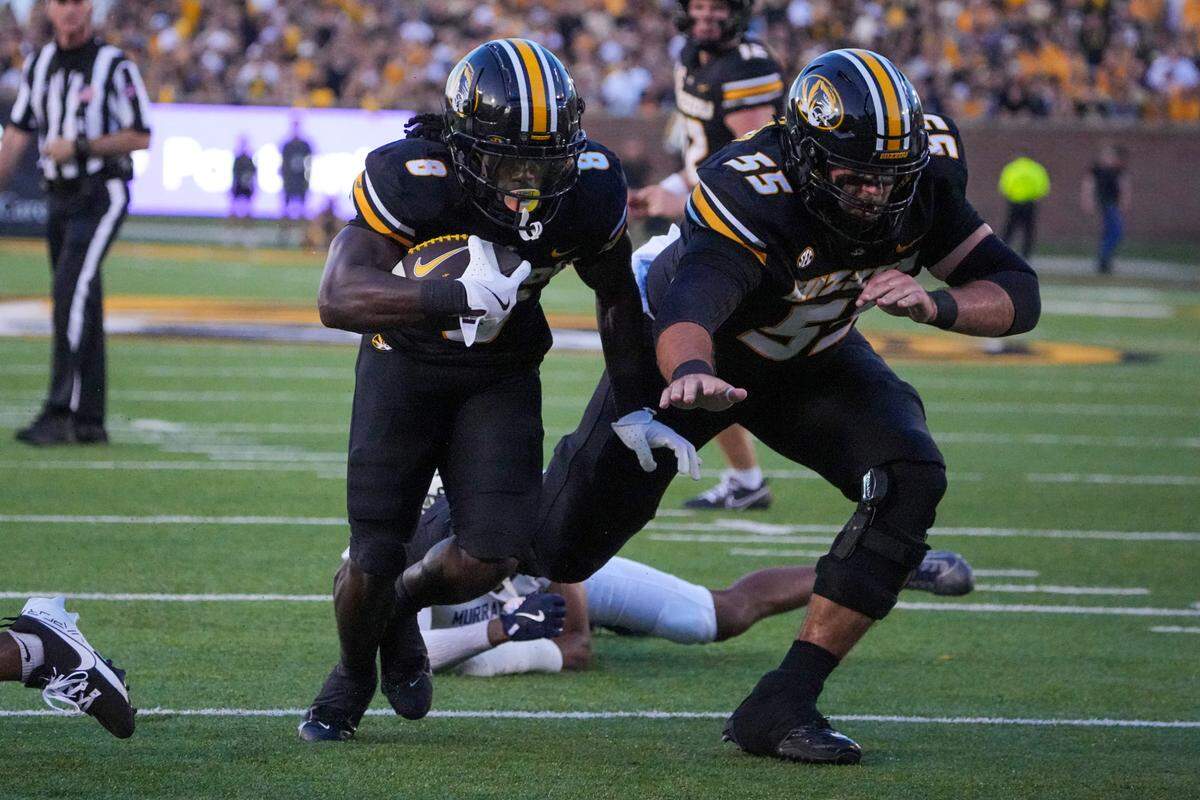 Missouri Tigers running back Nate Noel carries the ball for a touchdown during a recent game against Murray State at Faurot Field at Memorial Stadium.
