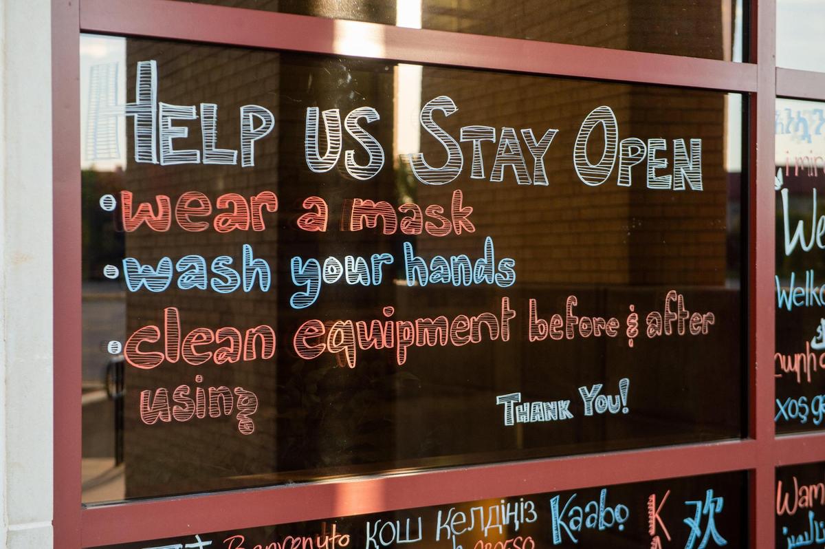 The entrance of the student recreation center at the University of Kansas is filled with advice.