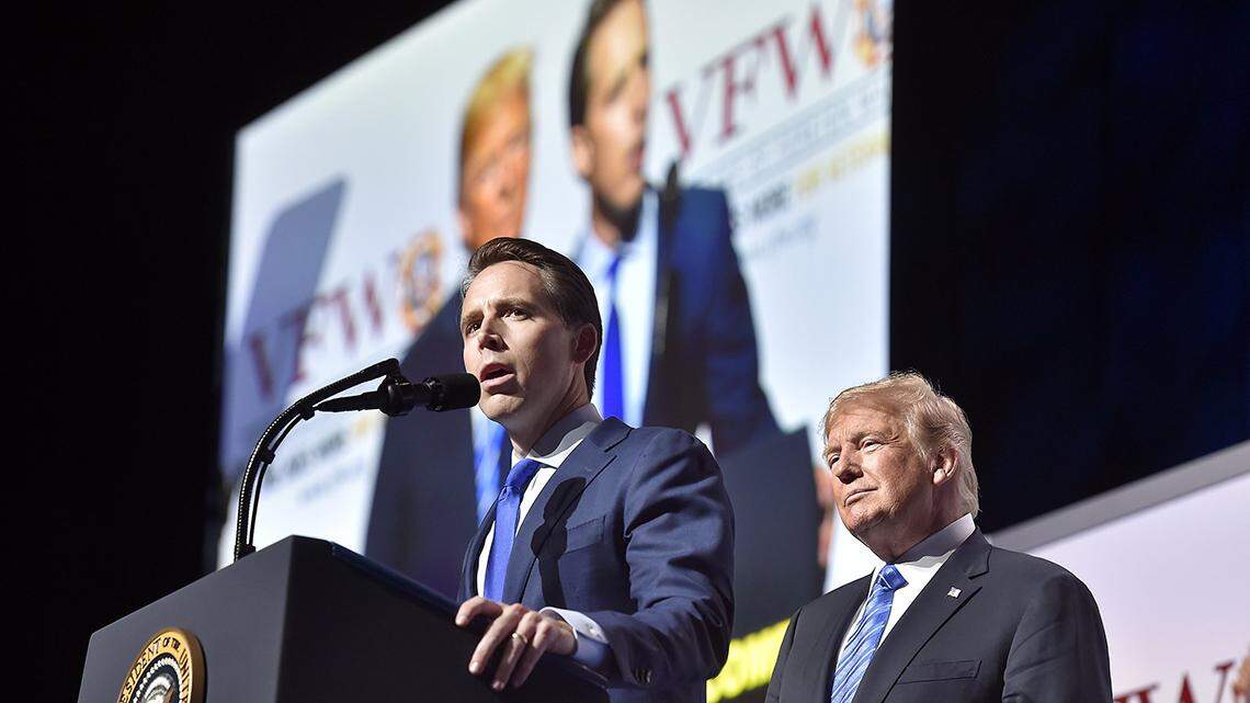 Missouri Attorney General Josh Hawley spoke before President Donald Trump addressed the VFW convention in Kansas City on July 24.