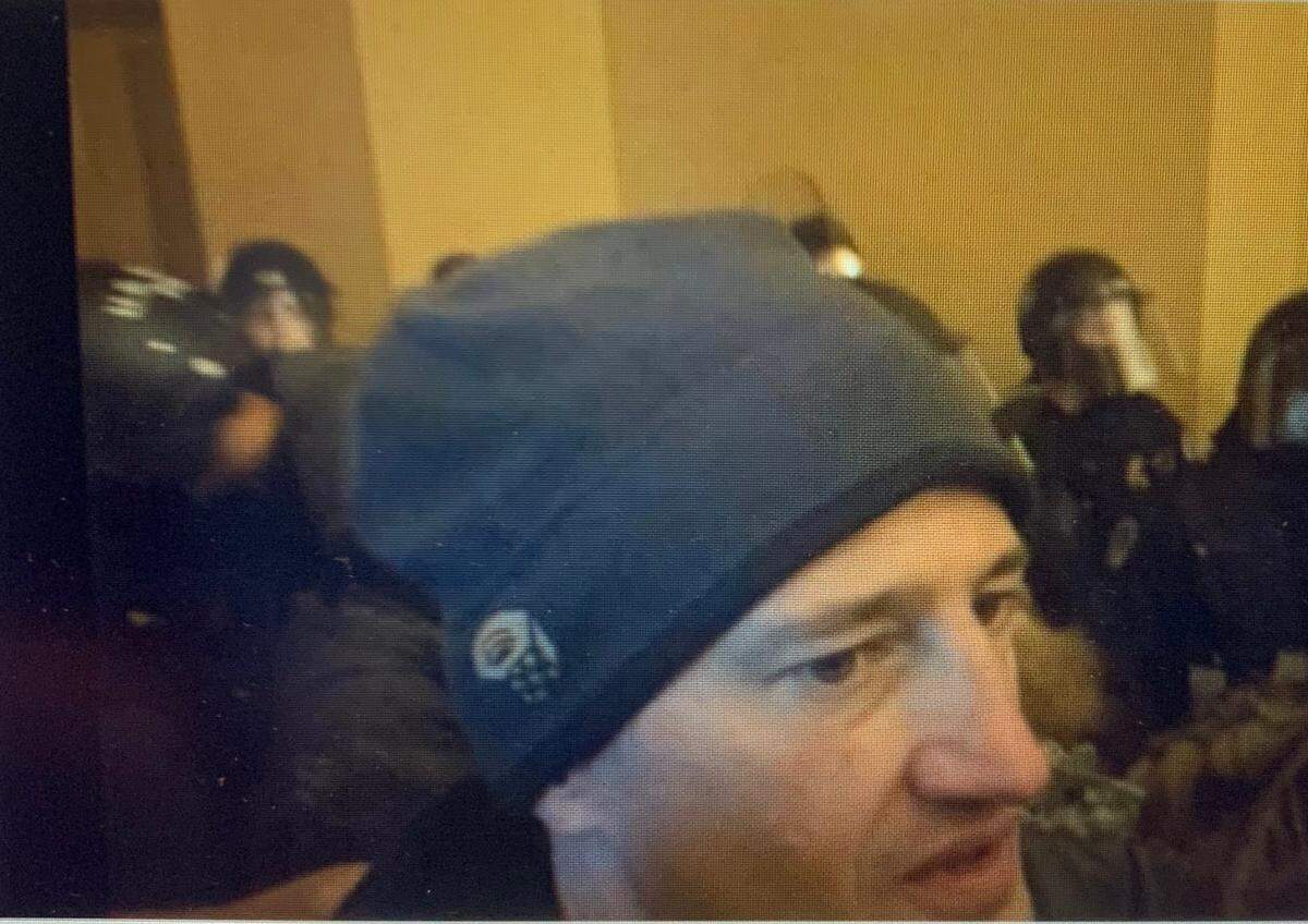 Michael Quick, of Springfield, Missouri, inside the U.S. Capitol during the Jan. 6 insurrection.