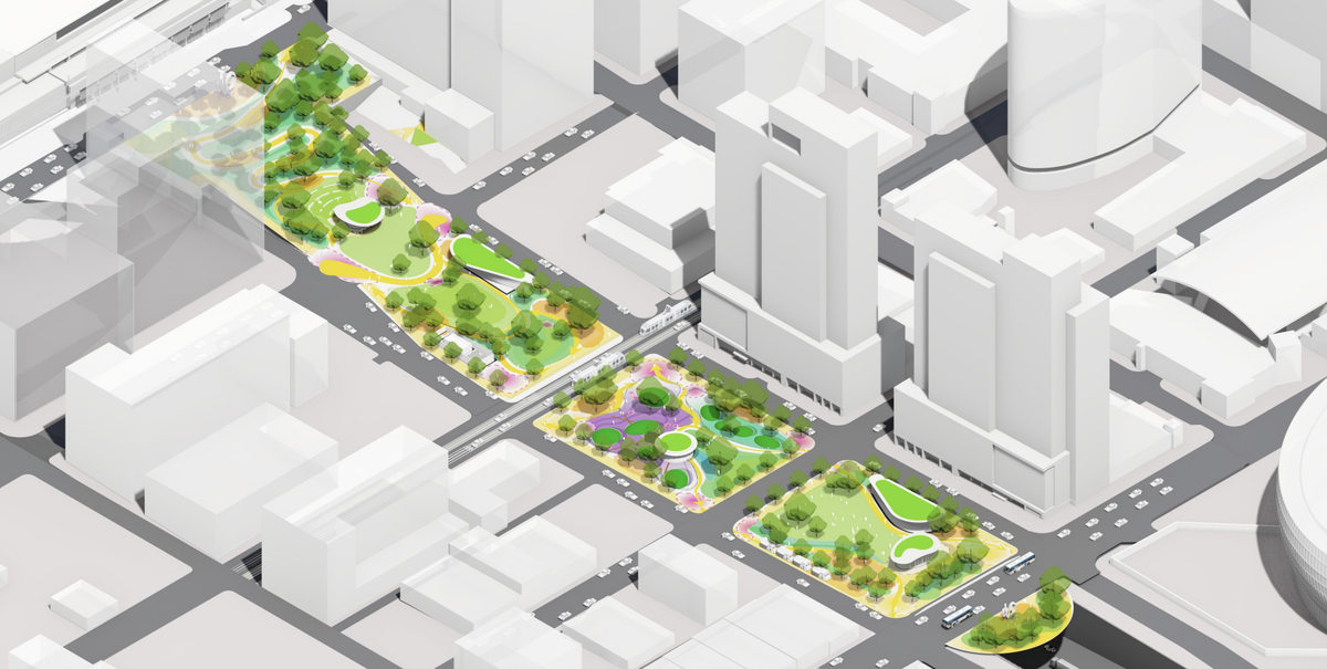 A draft environmental review has landed on either closing the Baltimore Avenue bridge or the Walnut Street bridge to make way for a “superblock” as part of the South Loop park that will cap I-670 and turn the highway into a tunnel, reconnecting downtown to Kansas City to the south.
