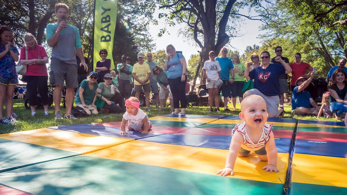 The Swee’Pea Baby Crawling Contest is returning this month to the Lenexa Spinach Festival after its pandemic hiatus. Crawling babies who are not walking yet are allowed to participate. Entry is free.
