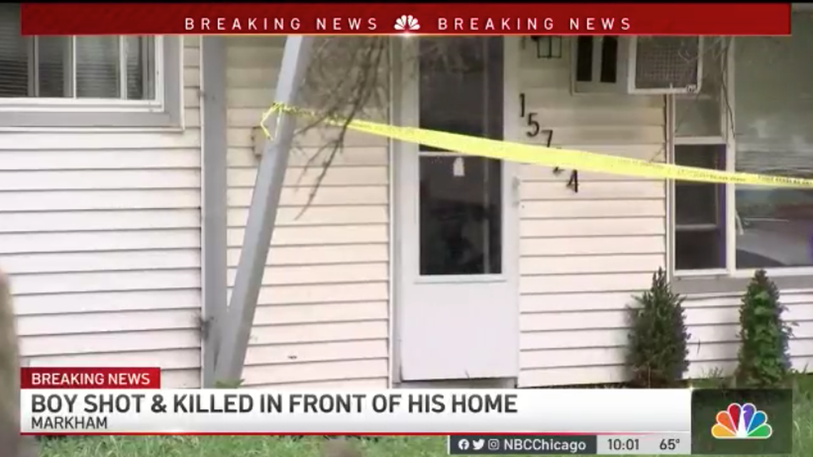 An 8-year-old boy was shot and killed on the front porch of his home Monday in Illinois, cops say.