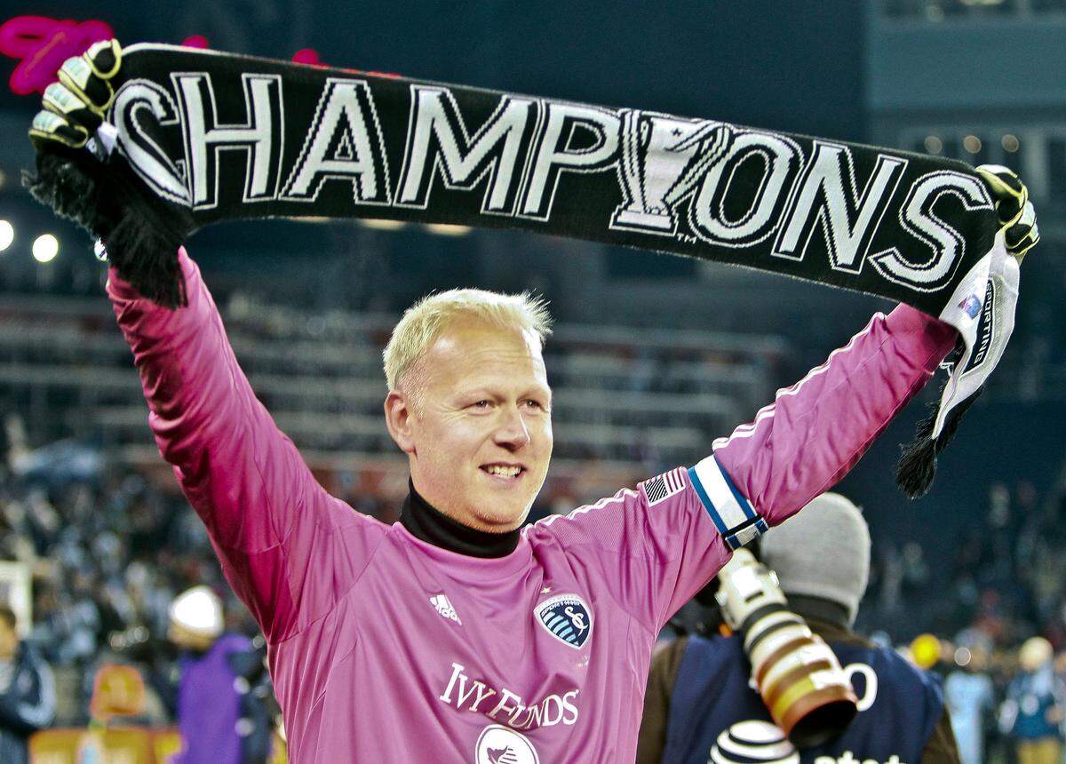 Sporting KC was the first local professional team to bring a championship spirit back to Kansas City after a long drought when they won the MLS Cup Final in 2013. Sporting goalkeeper Jimmy Nielsen celebrated after the win.