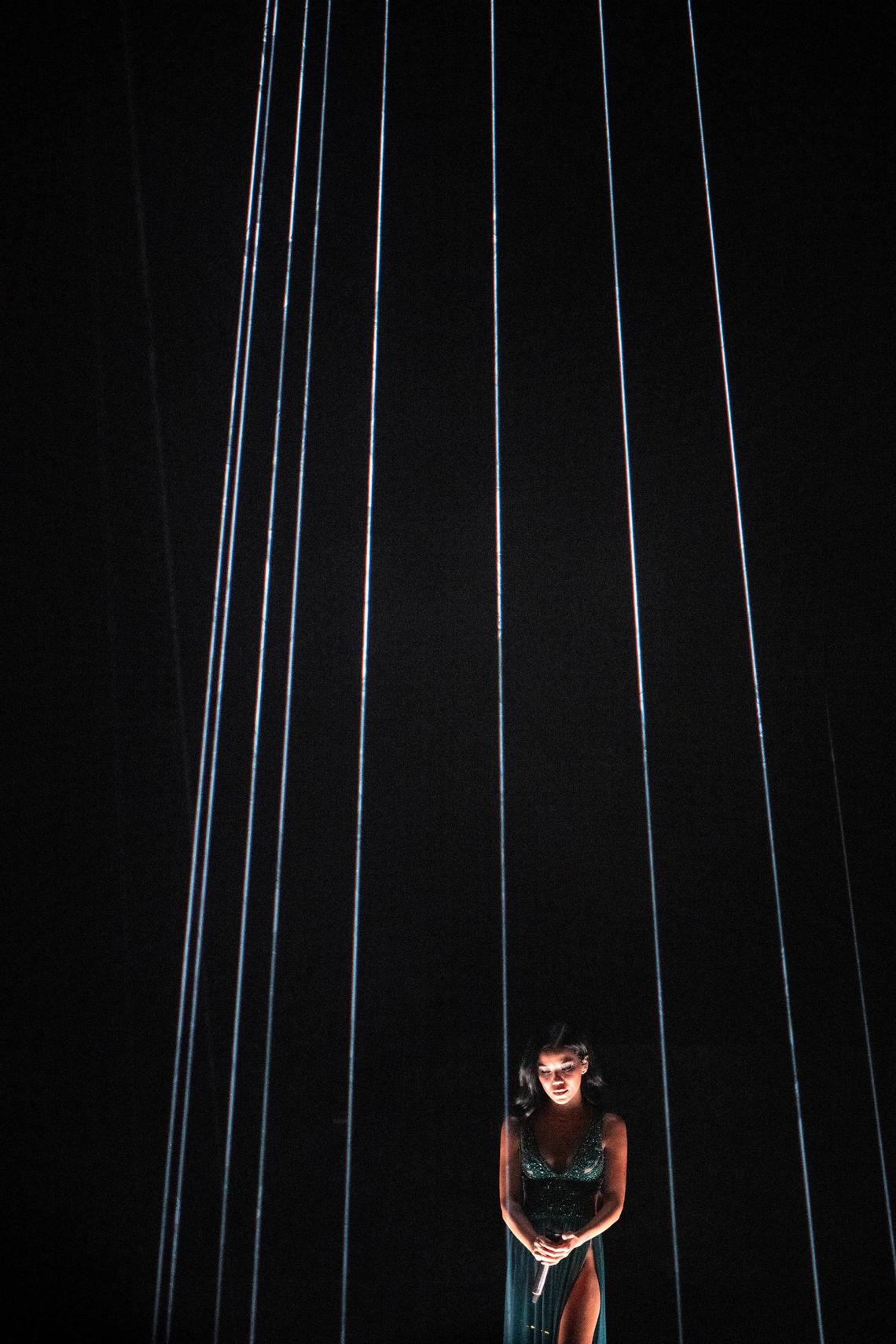 R&B artist Jhené Aiko sings during “The Magic Hour” concert at the T-Mobile Center on Monday, Aug. 19, 2024, in Kansas City.