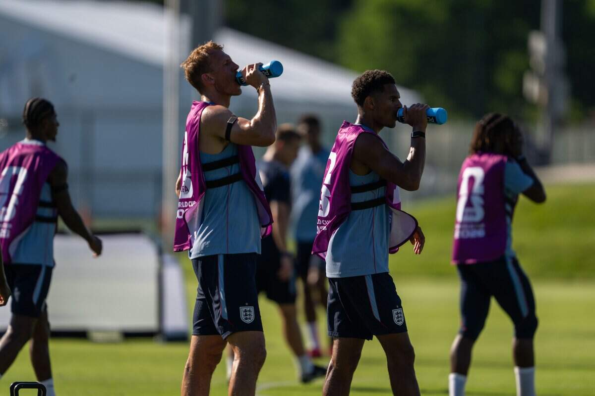 England's national team practices on Victory Field at Swope Soccer Village, Saturday, June 13, 2026, in Kansas City. The team will call Prairie Village home during the World Cup.