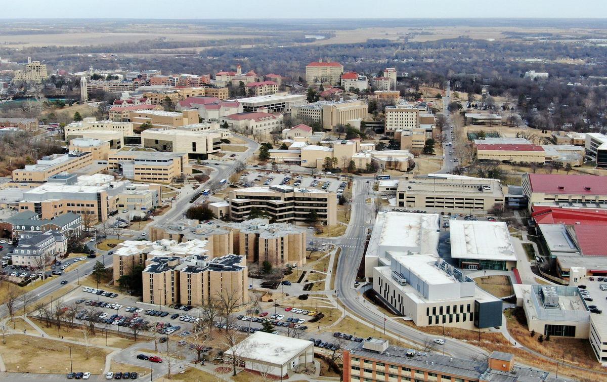The University of Kansas campus in Lawrence is seen with a view to the northeast. The university in recent years has paid out hundreds of thousands of dollars in sexual discrimination lawsuits brought by students.