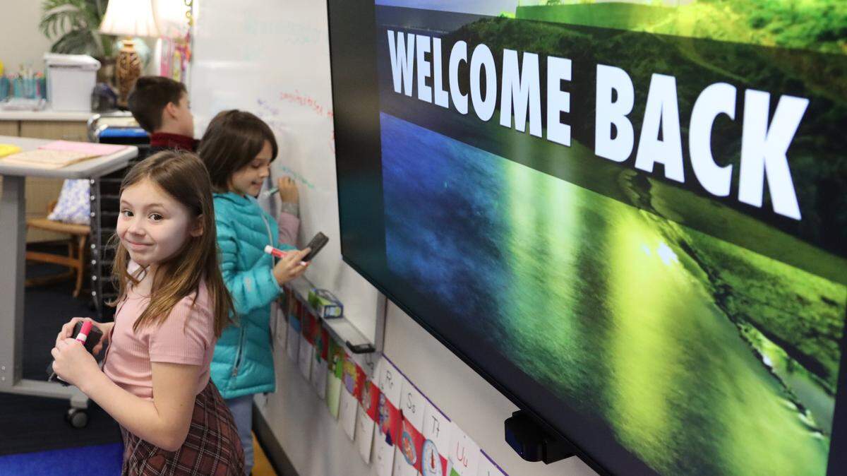 Second-graders Lillian Garcia and Natalie Ruth are among the John Diemer Elementary students enjoying a newly opened building this semester. The school, located at 9600 Lamar Ave. in Overland Park, was rebuilt using funds from the $264 million bond referendum approved by voters in January 2021, and includes flexible learning spaces for student collaboration, outdoor classrooms, maker labs and has been built to Leadership in Energy and Environmental Design (LEED) certification standards.