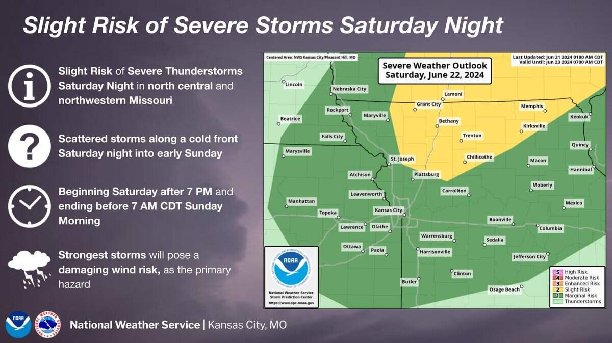 The region could see severe weather Saturday night into Sunday morning, according to the National Weather Service.