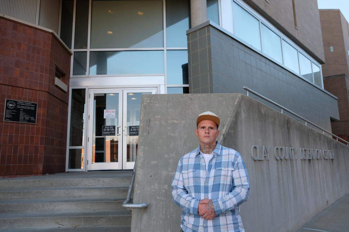 Noel Everson stands in front of the Clay County Detention Center in Liberty. His brother Ryan Everson died at the jail on Jan. 23, 2023. Noel Everson said his family is seeking answers about his brother’s death.