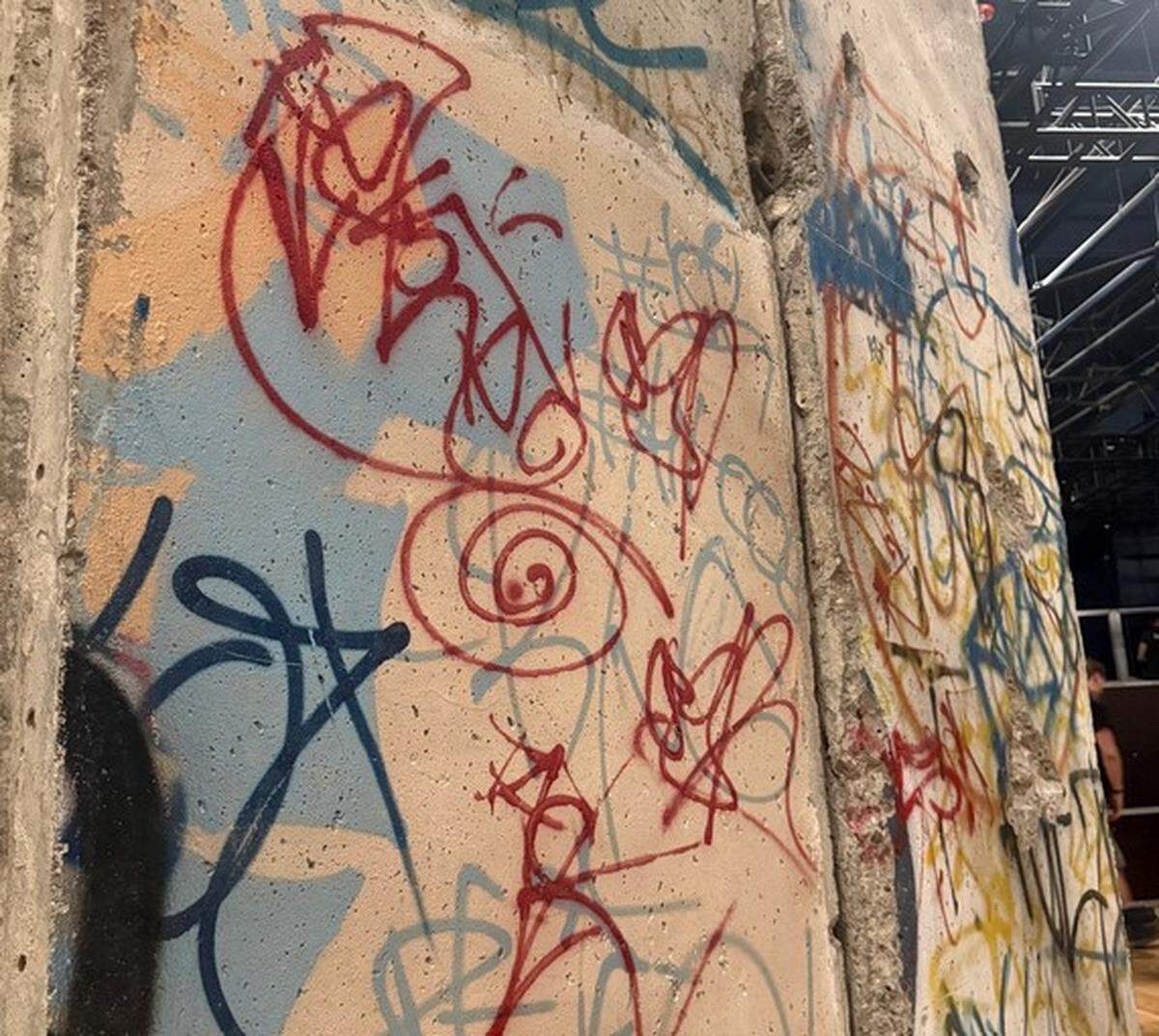 This is one of the six original segments of the Berlin Wall that arrived recently at Union Station from Barcelona, Spain.