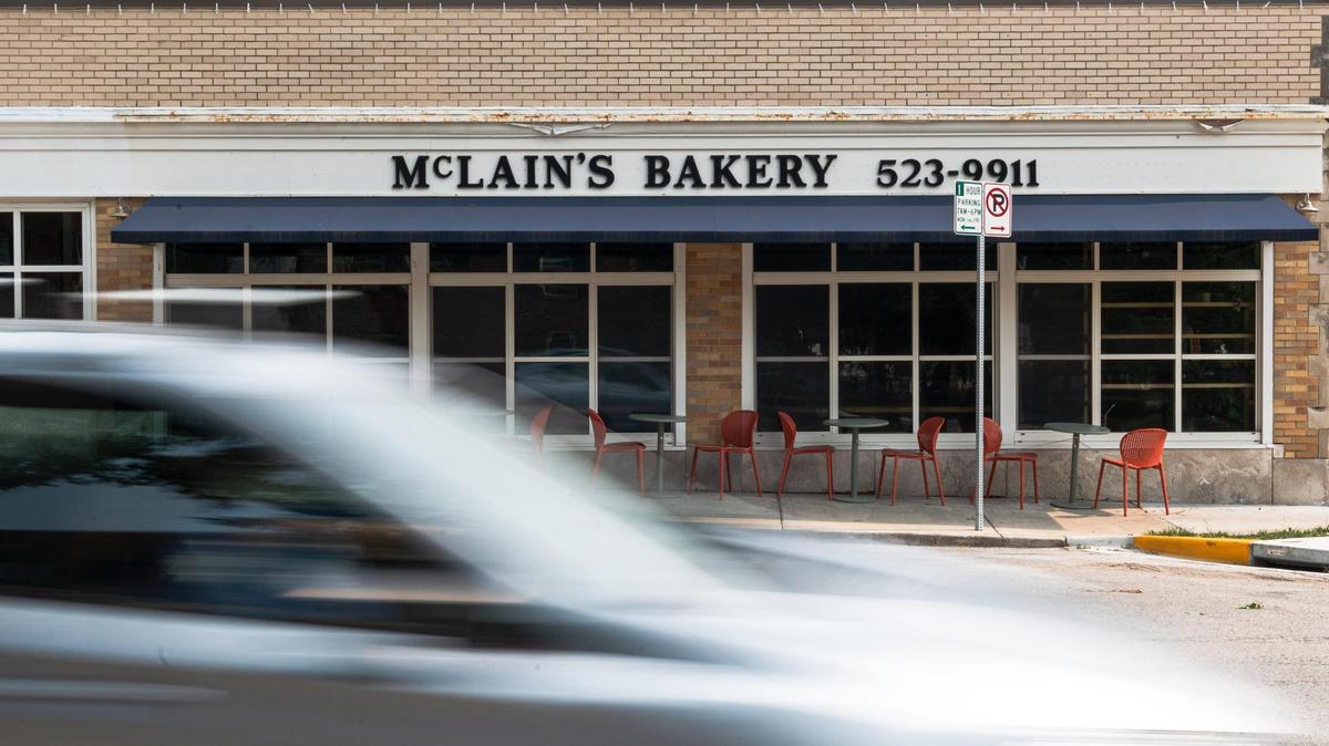 McLain’s Bakery sits empty and without power on Saturday, July 15, 2023, in Kansas City. Thousands of Kansas City residents and business were without power late into Saturday.