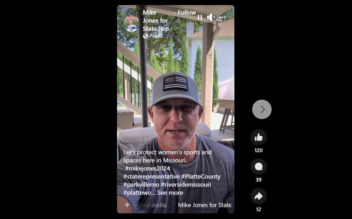 Mike Jones shares reels videos to reach voters about issues like gender and sports.