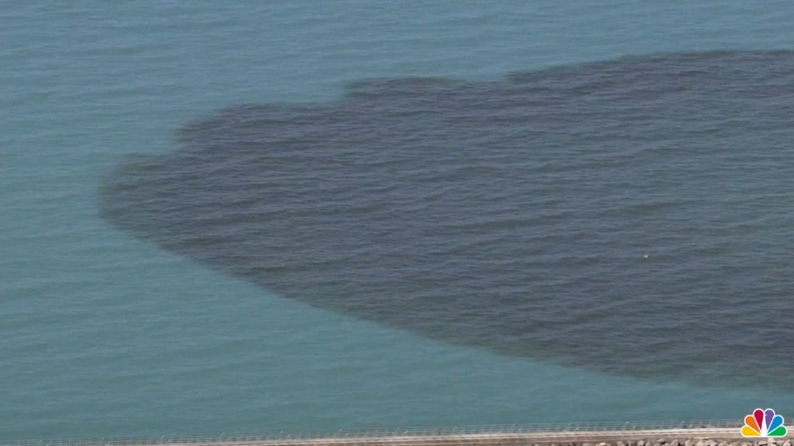 A spill from the US Steel plant in Portage, Indiana, into Lake Michigan forced Indiana Dunes National Park to close its beaches for swimming, officials said. Screengrab from WMAQ.
