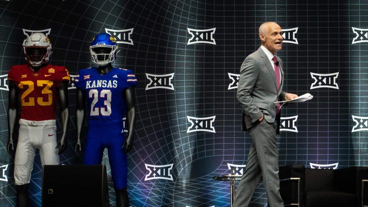 Big 12 Commissioner Brett Yormark speaks during the first day of Big 12 Media Days at AT&T Stadium in Arlington, Texas, July 12, 2023.