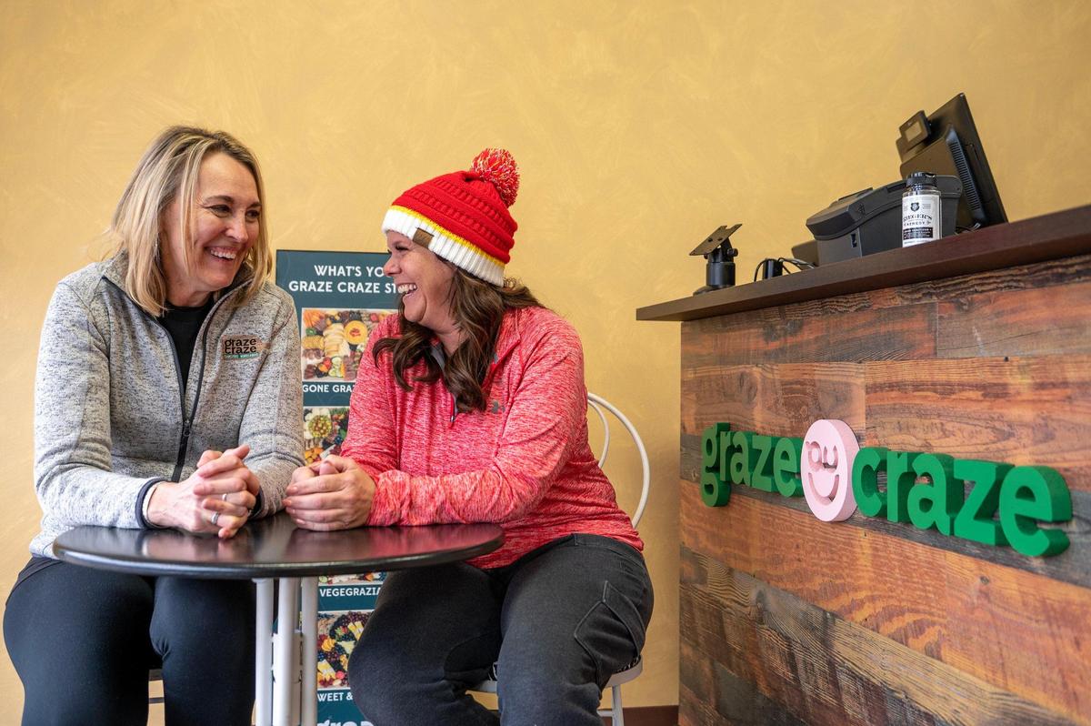 Susan Paulakovich, left, owner of the new Graze Craze franchise, and general manager Katie Valdez.