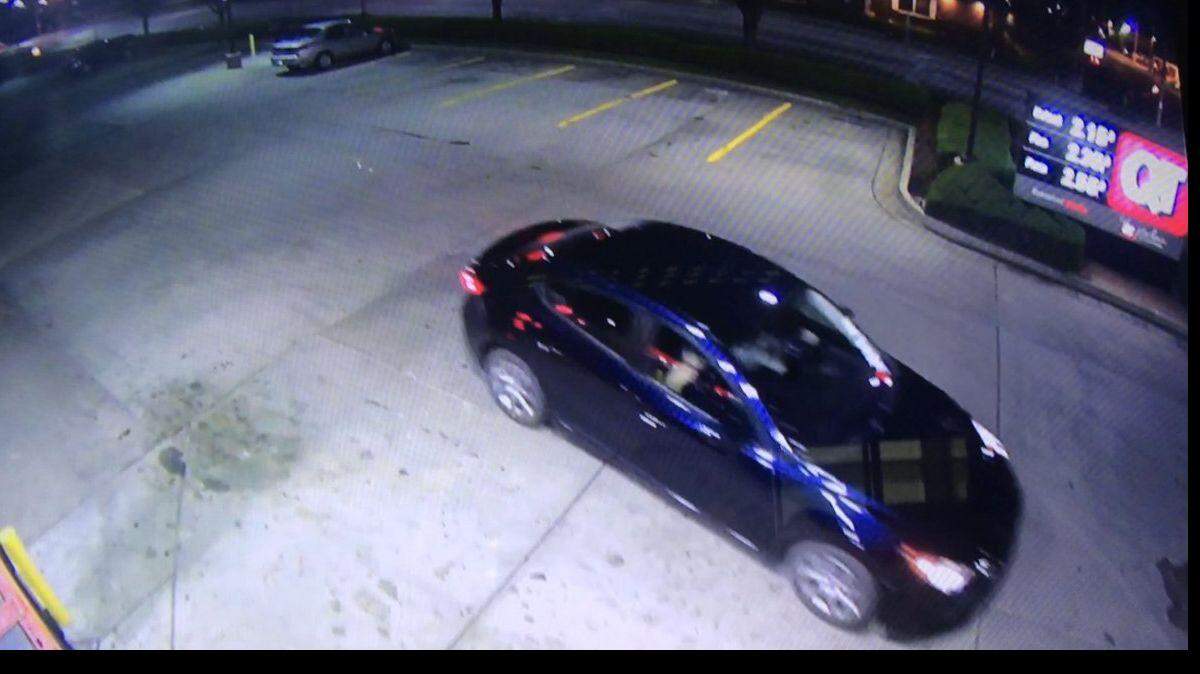 Authorities provided this security camera footage of a car allegedly involved in a kidnapping.