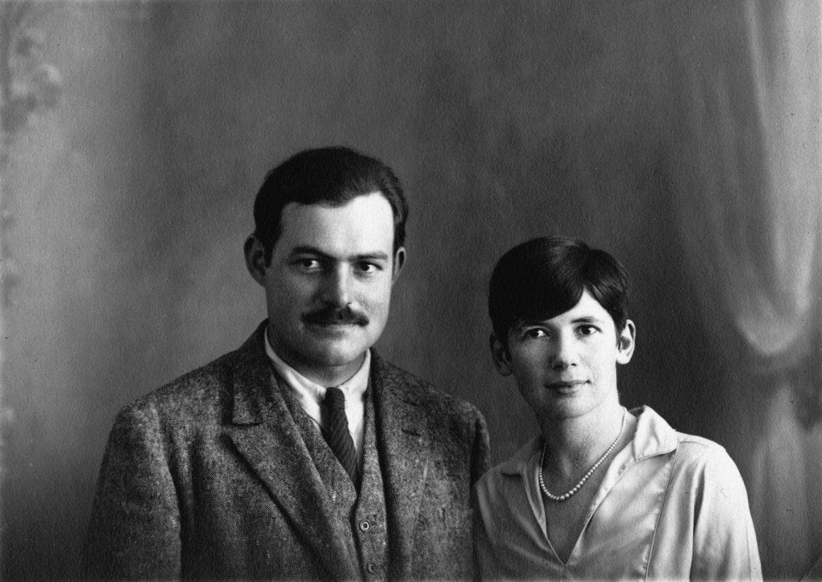 Ernest Hemingway with his second wife, Pauline Pfeiffer, on their wedding day in Paris, May 10, 1927.