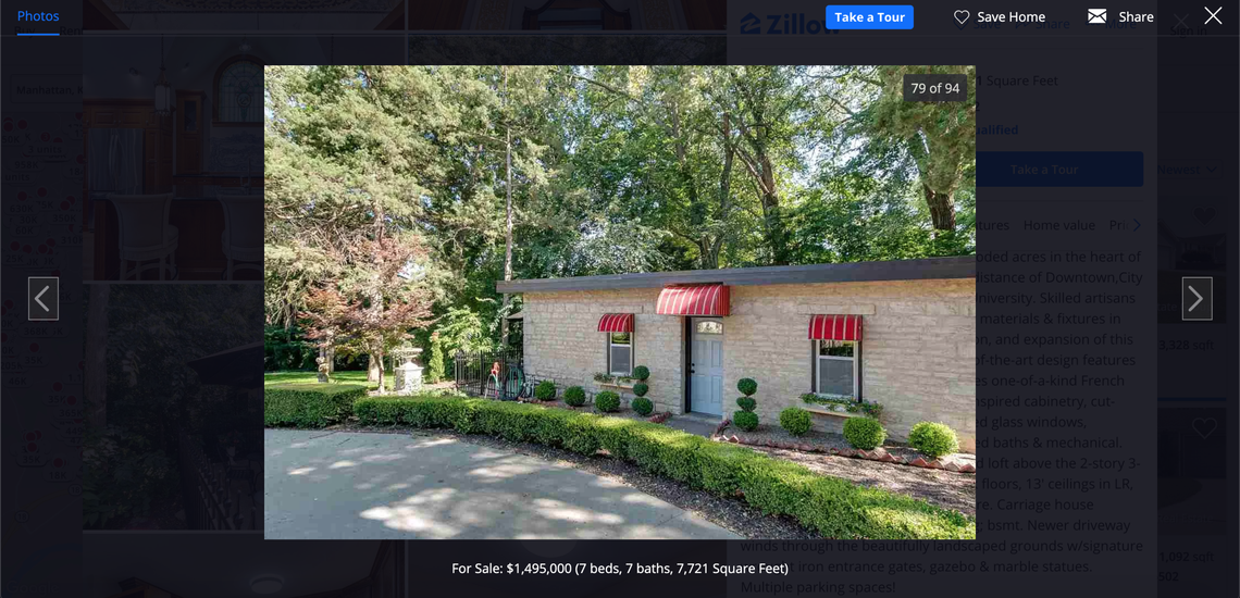 There is also a carriage house on the property with two bedrooms and one bathroom.