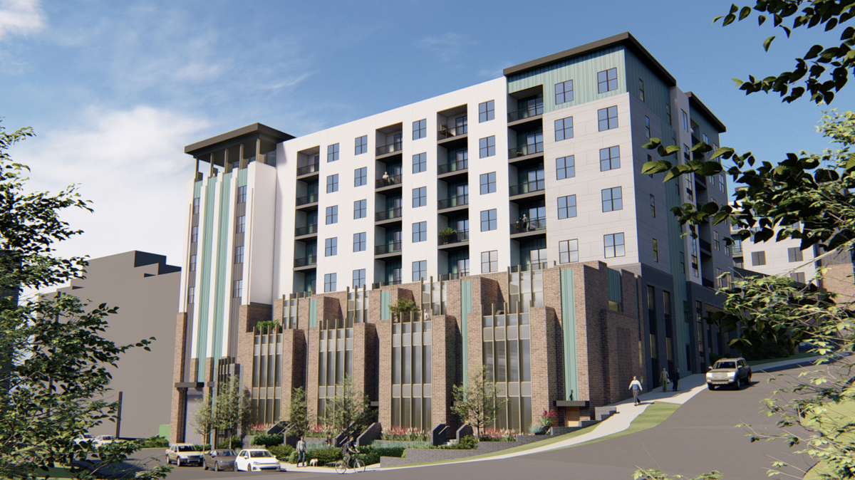 A rendering of new apartments proposed at 46th and Walnut streets in Kanasas City. Construction could begin in the spring.