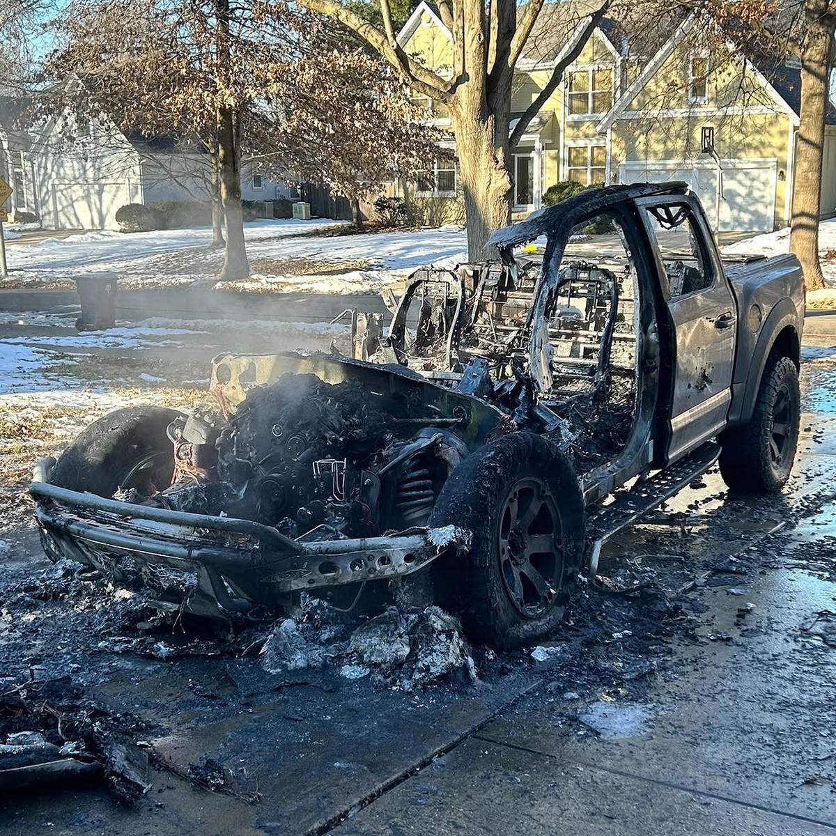 Jason Kander’s Ford F-150 was totally destroyed in a fire Thursday morning outside his Kansas City house.