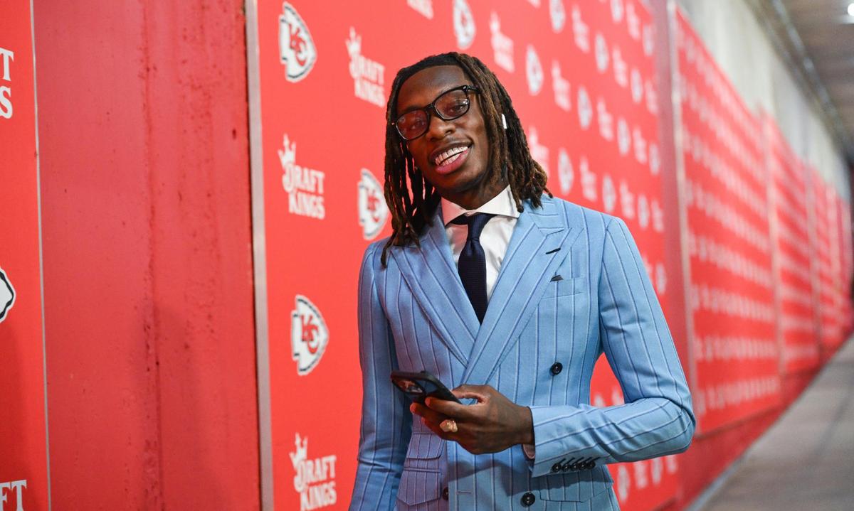 Wide receiver Xavier Worthy dressed for “Monday Night Football” business.