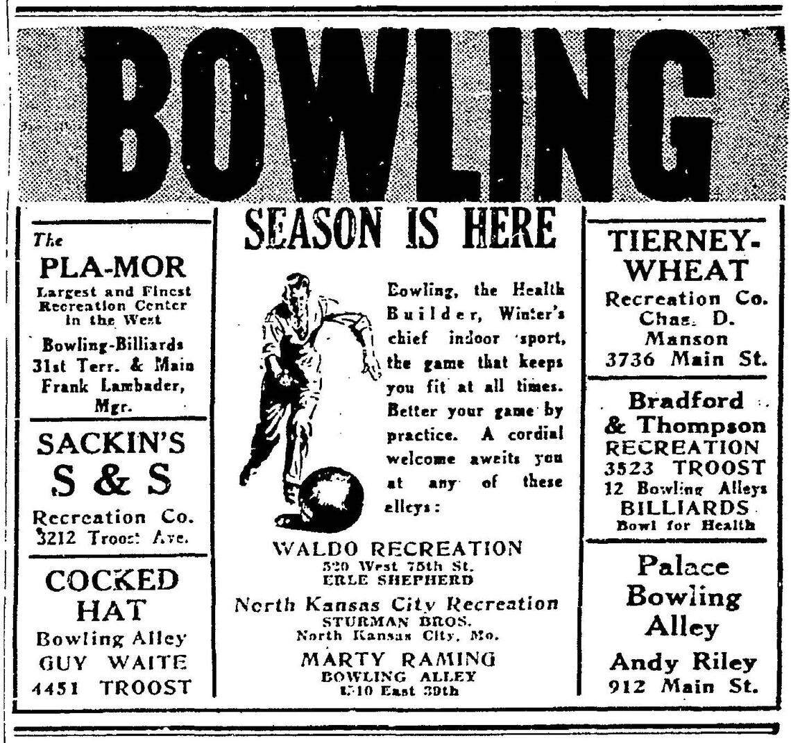 Advertisement for “Bowling, the Health Builder.