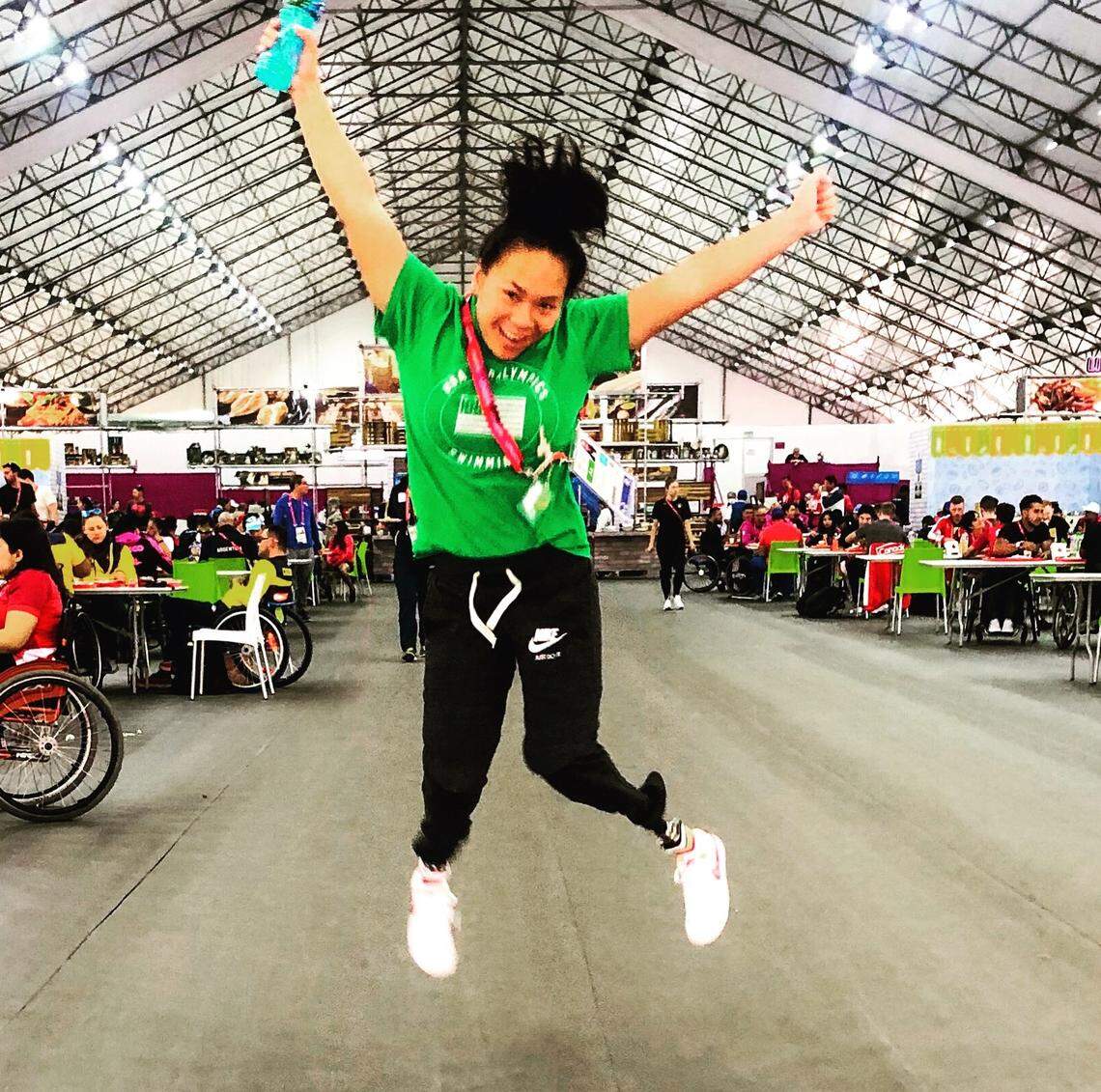 Haven Shepherd uses (and loves) prosthetic legs. A lot of her strength is also in her arms and shoulders, which she described as “windmills.”