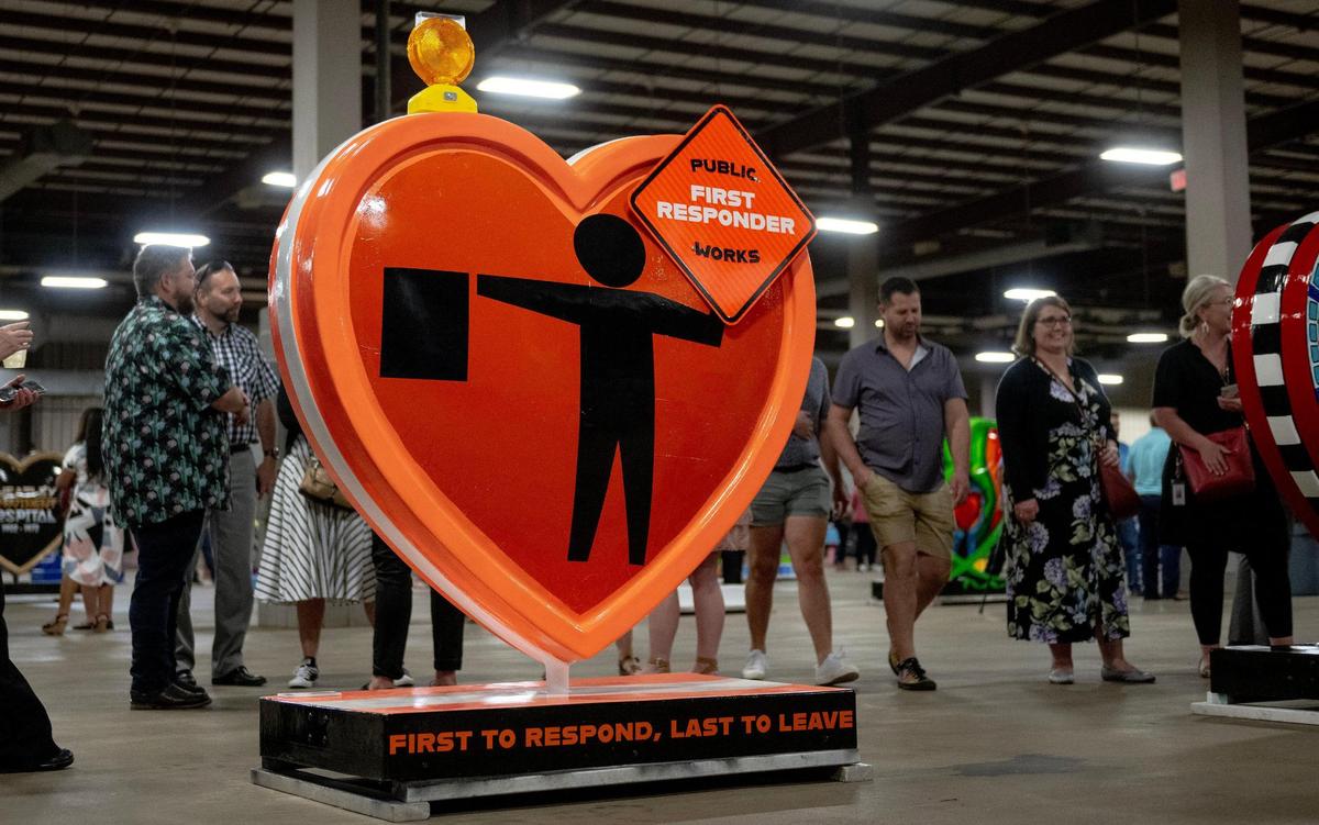 “Heartbeat of the City” by artists Chase Wilson and Trey Whitaker is one of 40 hearts that make up the 2023 season of The Parade of Hearts.