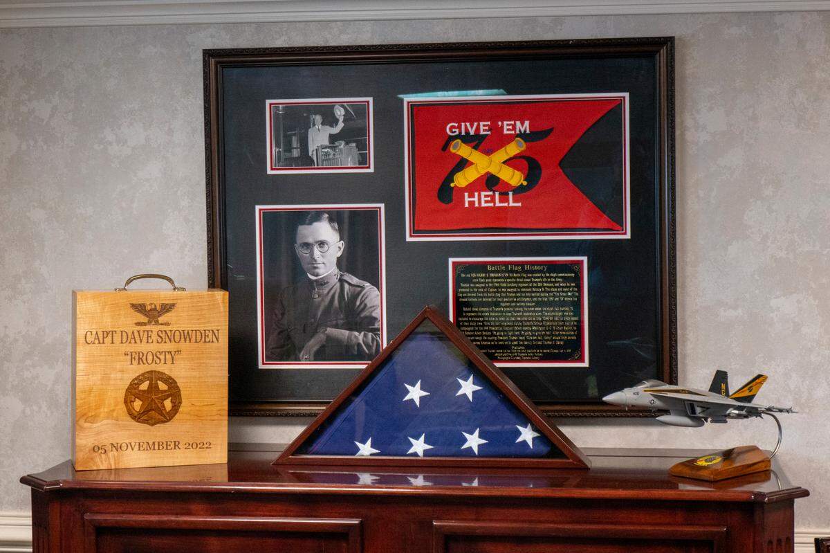 Images of President Harry S. Truman are omnipresent aboard the aircraft carrier named for him.