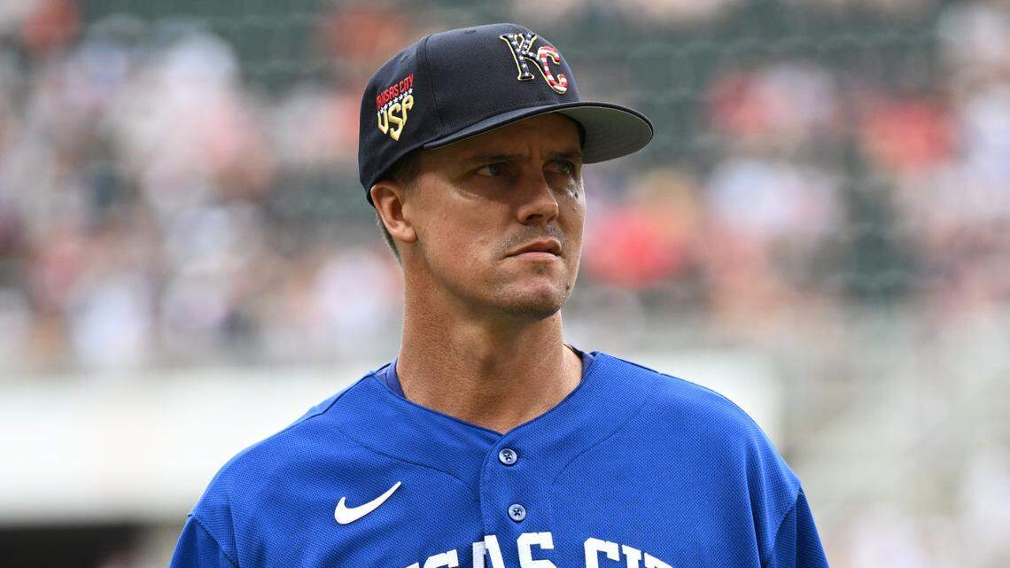 Kansas City Royals starting pitcher Zack Greinke (23) walks off the mound after the fourth inning against the Minnesota Twins at Target Field on July 4, 2023.