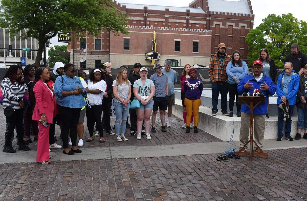 Activists rallied alongside the family of Amaree’ya Henderson outside the Unified Government building at 701 N. Seventh Street in Kansas City, Kansas. Henderson, 25, was fatally shot by a Kansas City, Kansas police officer during a traffic stop on April 26. His killing has sparked calls for transparency and reform from KCKPD.