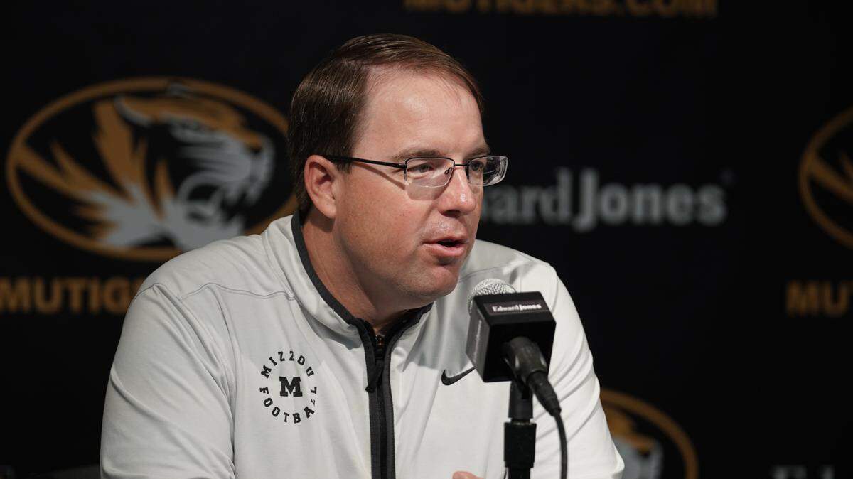 Missouri Tigers head football coach Eli Drinkwitz speaks at a press conference in Columbia on Jan 7, 2023.