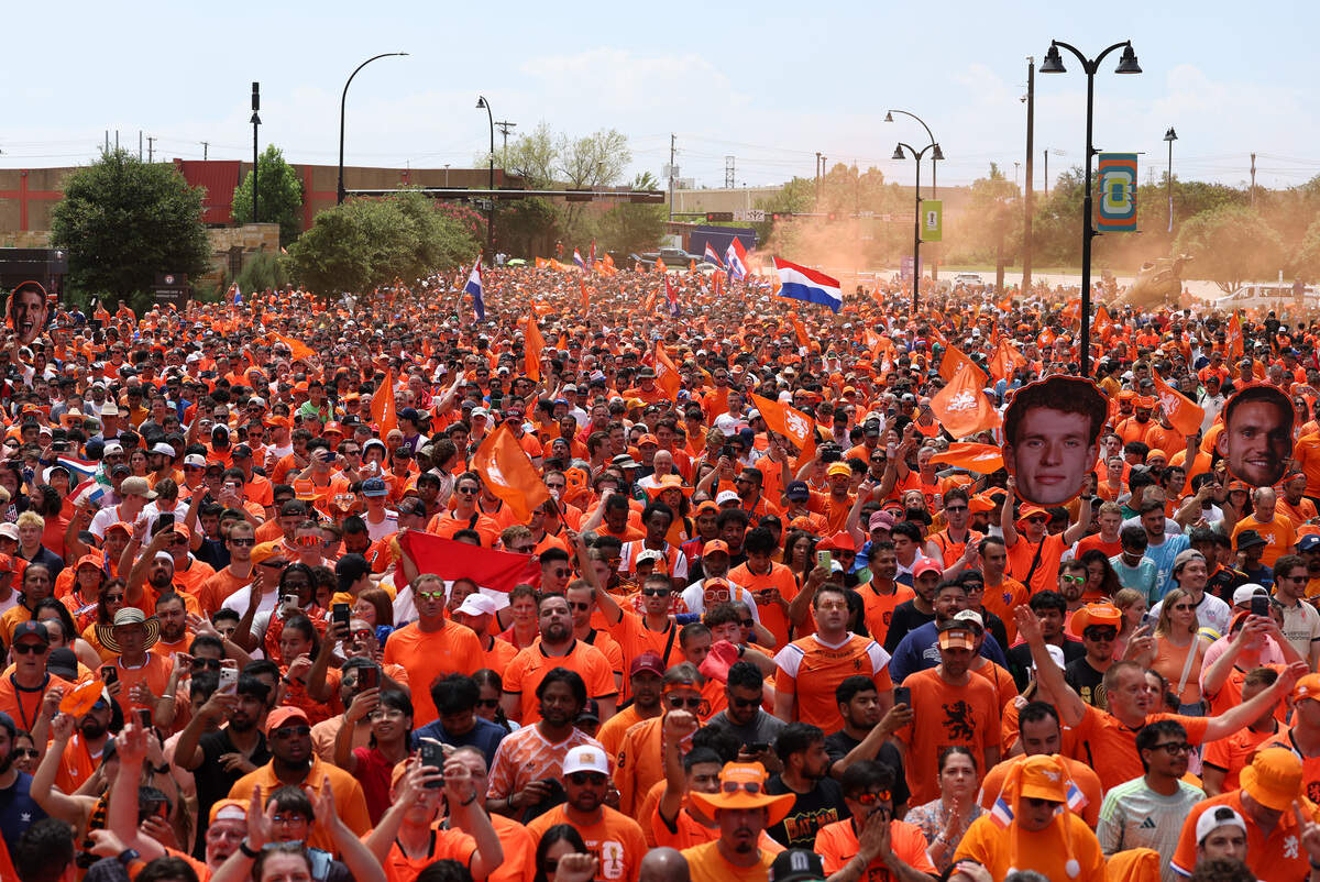 Netherlands fans arrive before the FIFA World Cup 2026 Group F match between Netherlands and Japan at Dallas Stadium on June 14, 2026 in Arlington, Texas.