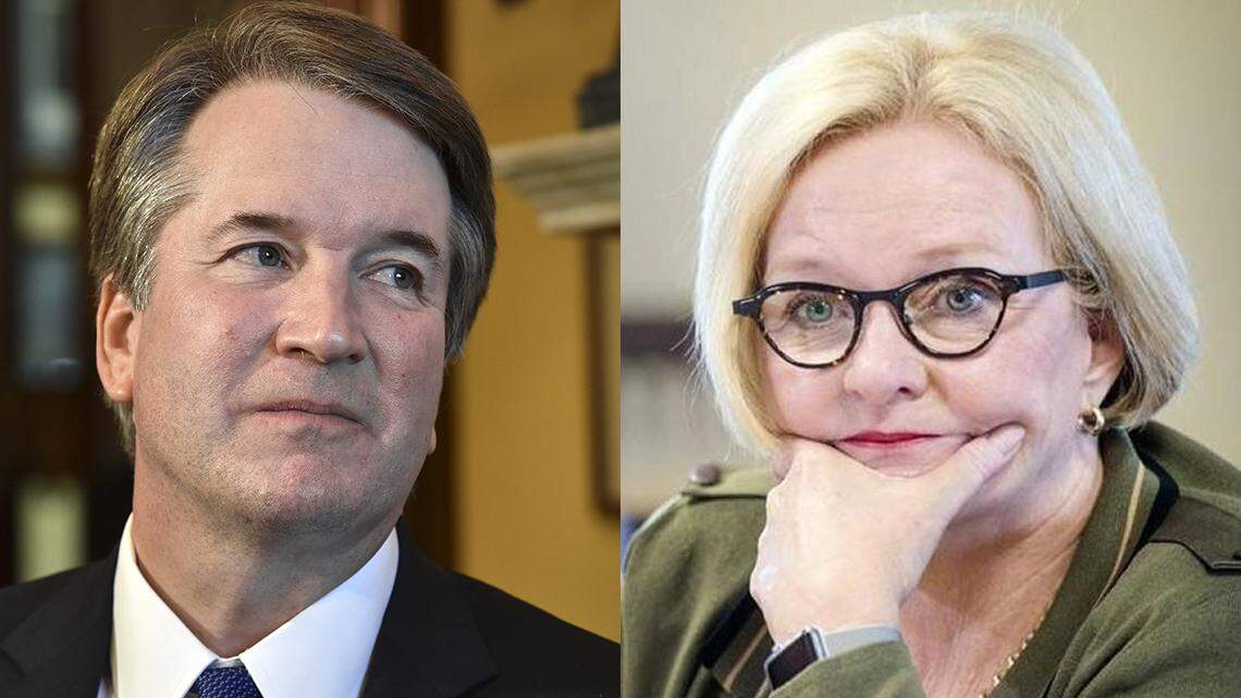 Supreme Court nominee Brett Kavanaugh (left) and U.S. Sen. Claire McCaskill