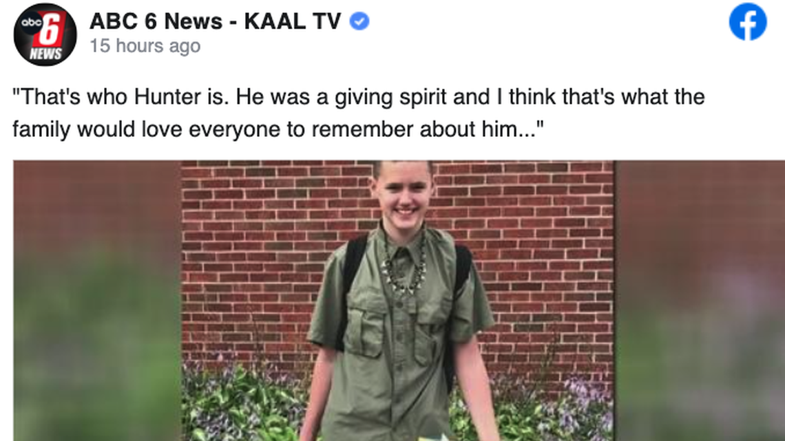 Hunter Flaxbeard, 14, died after a sand hole collapsed on him in rural Minnesota, reports say.