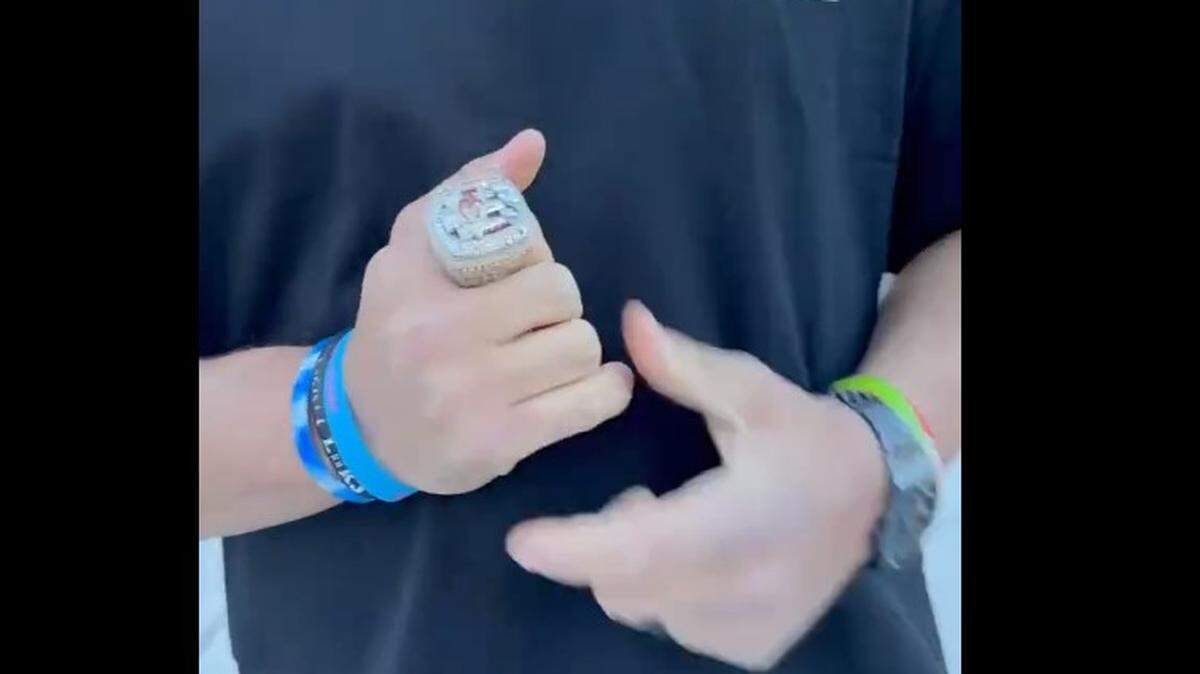Patrick Mahomes jokingly parted with a Super Bowl ring.