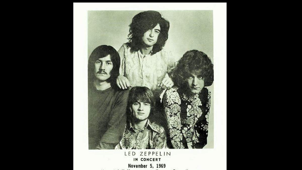 A promotional flyer advertised the 1969 Led Zeppelin concert at Memorial Hall in Kansas City, Kansas.