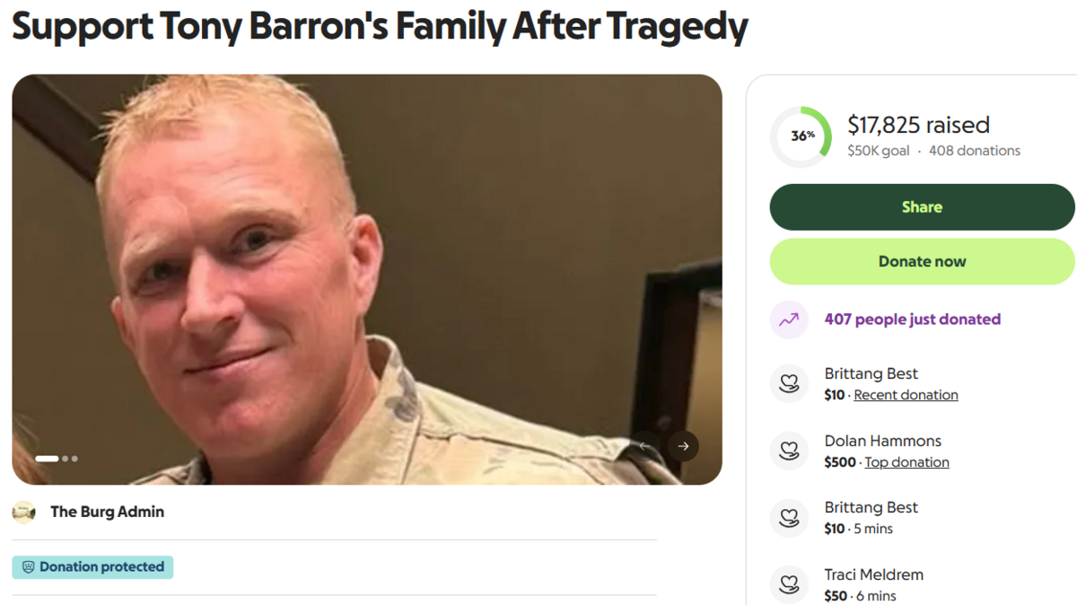 Tony Barron, a Whiteman Air Force Base airman, was killed while intervening in a domestic disturbance in Warrensburg, Missouri, on Wednesday morning. Multiple agencies responded, schools locked down, and an investigation is underway. Fundraisers have been set up for his family.
