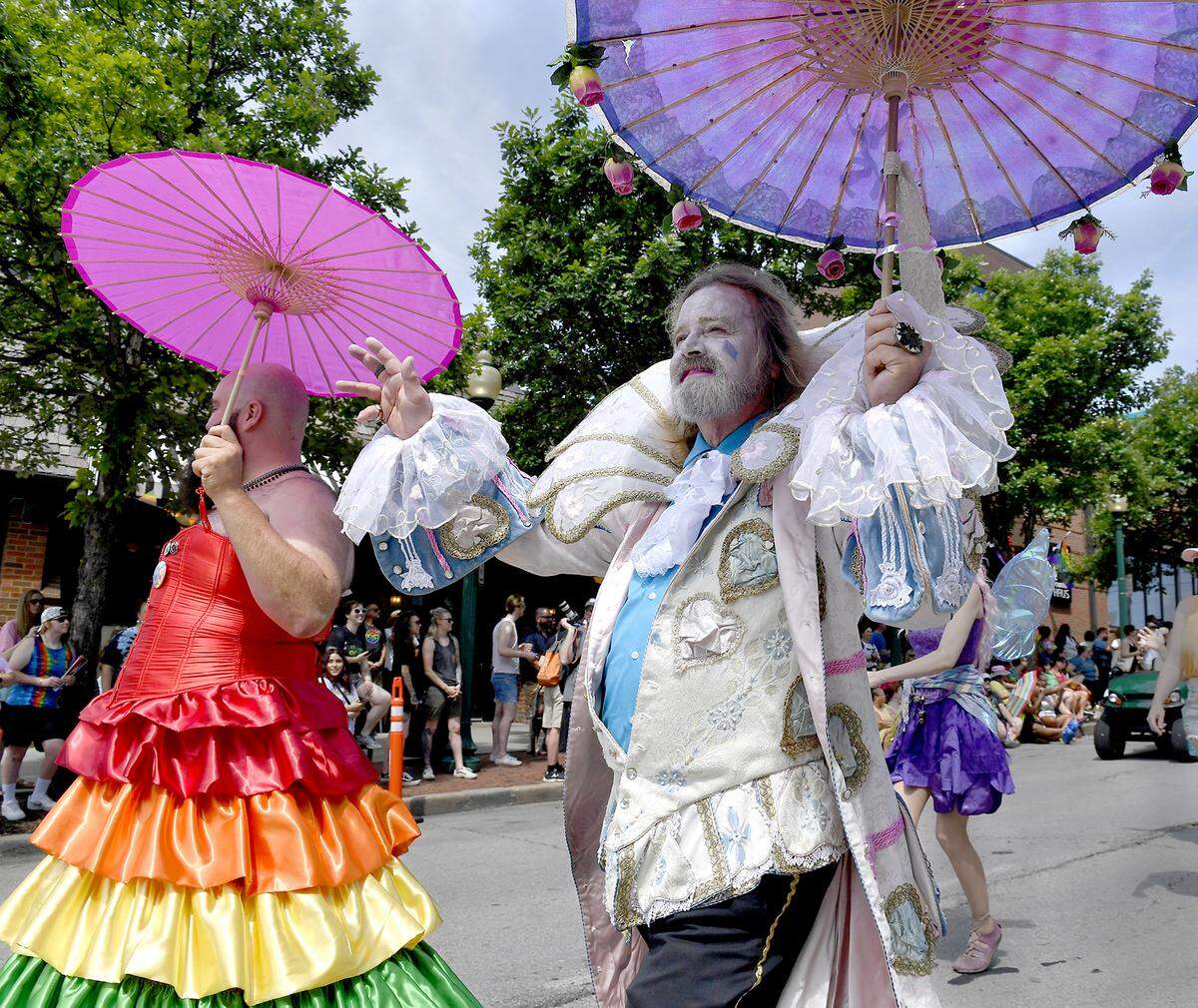 An enthusiastic crowd greeted participants in the 2022 KC Pride Parade as they made their way through Westport at the start of the procession down Broadway to Theis Park.