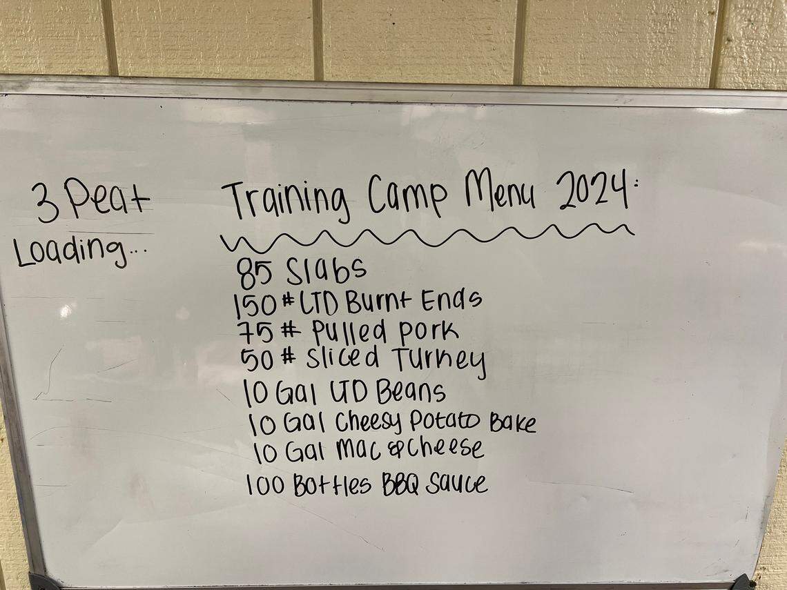 The menu for the Chiefs’ barbecue night.