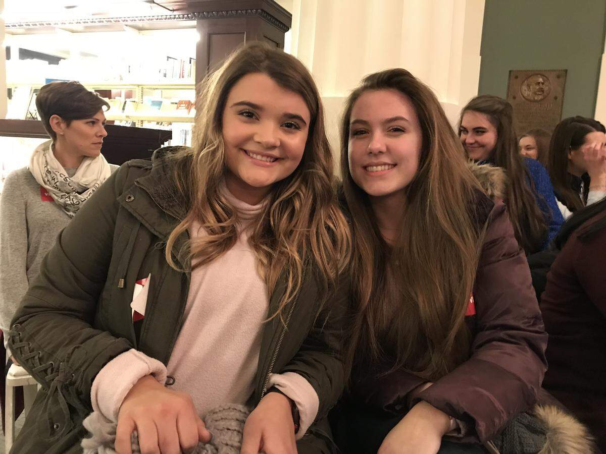 Kinsey Volk (left) and Gretchen Brown, both 18 and from Kansas, love the show for many reasons. “It’s advice for all parts of your life,” Brown said. Volk added, “It makes me feel good.”