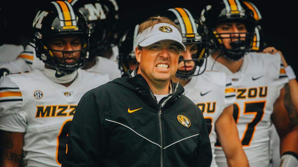Missouri coach Eli Drinkwitz looks on before the Tigers’ game against Kansas State at Bill Snyder Family Stadium in Manhattan, Kansas, on Sept. 10, 2022.