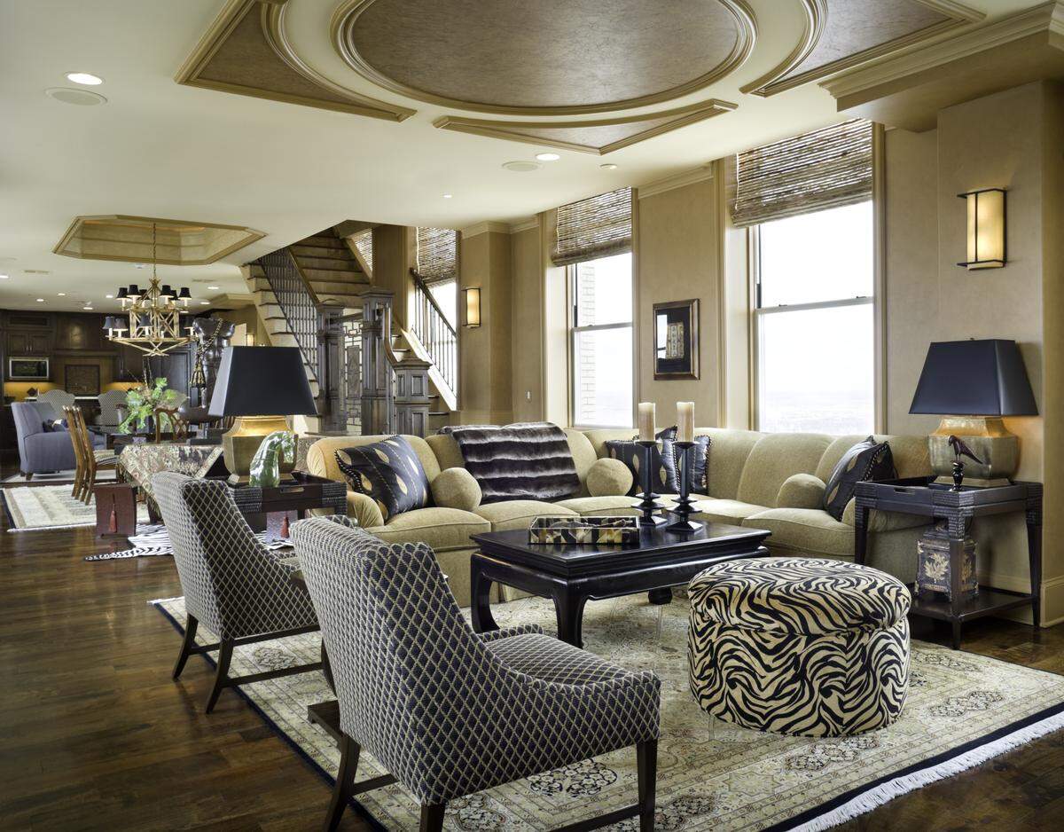 The living room of the 909 Walnut penthouse in downtown Kansas City. The penthouse, which takes up the 32nd through 35th floors of the building, will be on the market this spring for $4.75 million. 