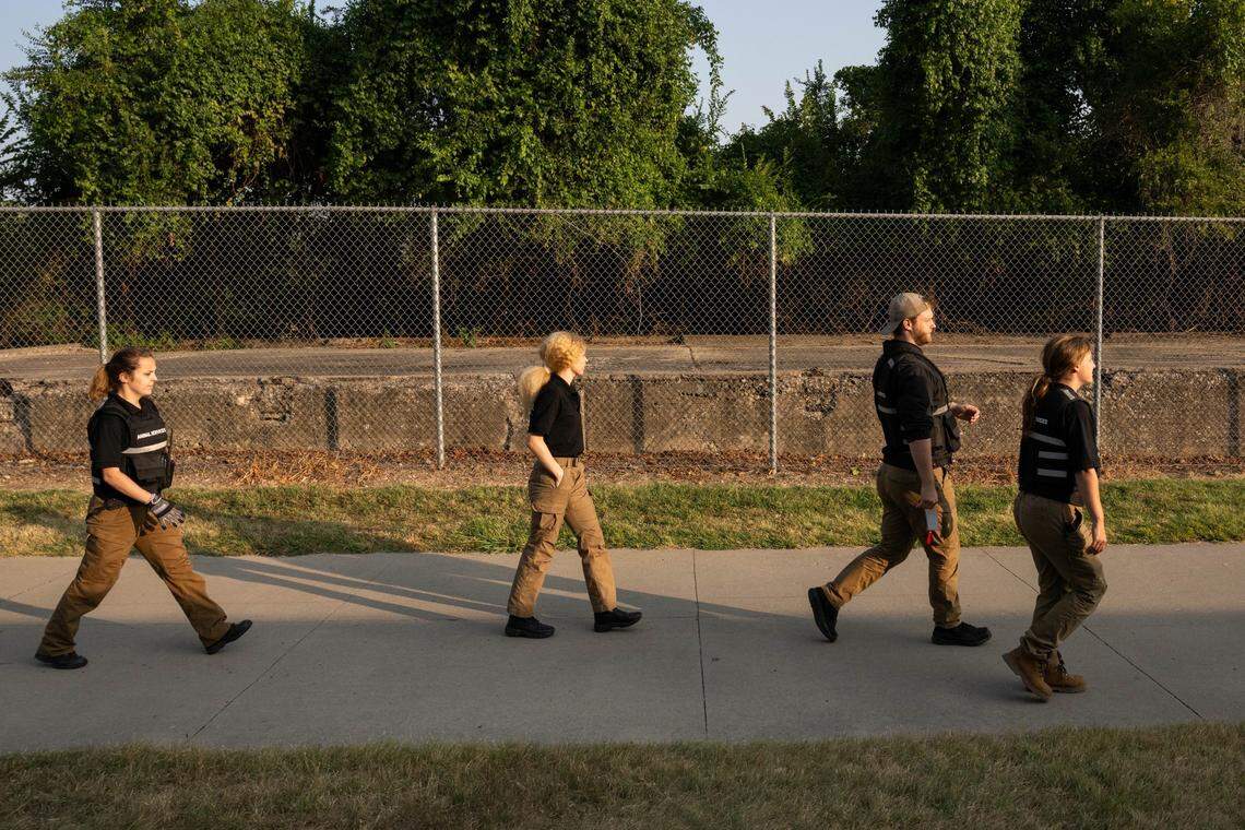 Members of KC Pet Project’s Animal Services Division, were brought in to help wrangle loose goats that have been living along side the Riverfront Trail in Kansas City, Missouri.