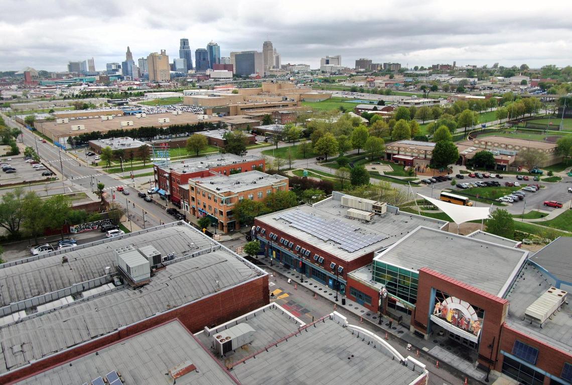 The view looking northwest from the 18th and Vine Historic Jazz District in Kansas City. The area may see a building boom if the Kansas City Royals choose to locate a new stadium near the district.