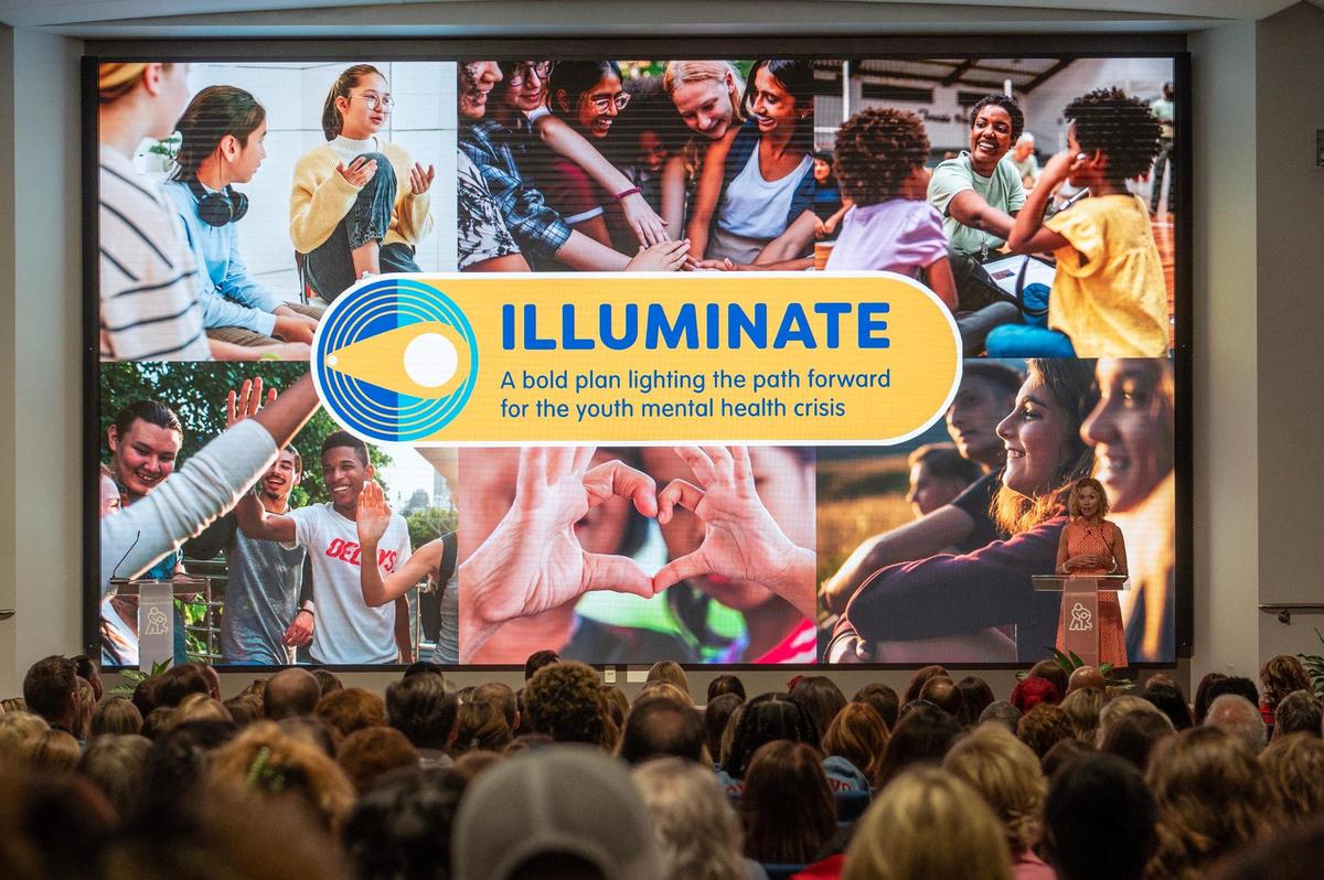 Children’s Mercy Hospital announced a five-year major initiative on Thursday themed “Illuminate” to address the youth mental health crisis. Hospital officials revealed the plan during a gathering at Children’s Mercy Big Slick Auditorium.