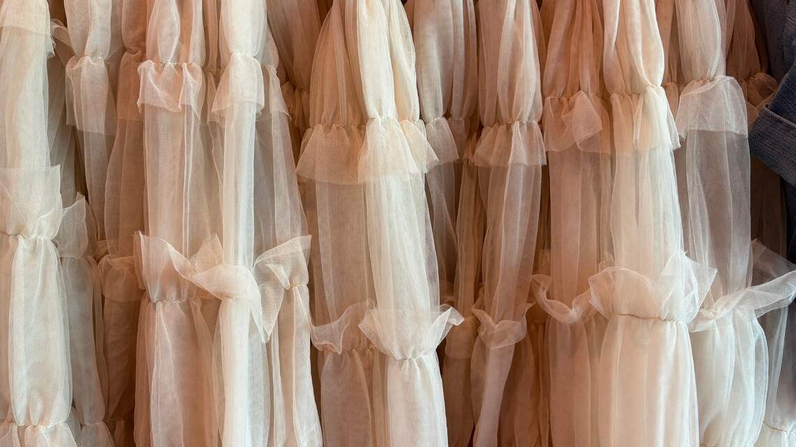Taffeta horse blankets with ruffles, anyone? It’s not too early to go dress shopping