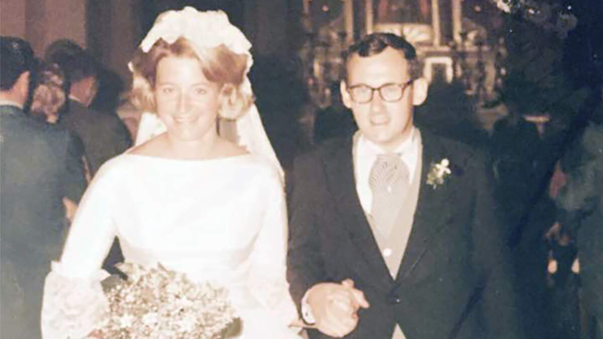 Peggy and Jack Baker on their wedding day in Visitation Catholic Church